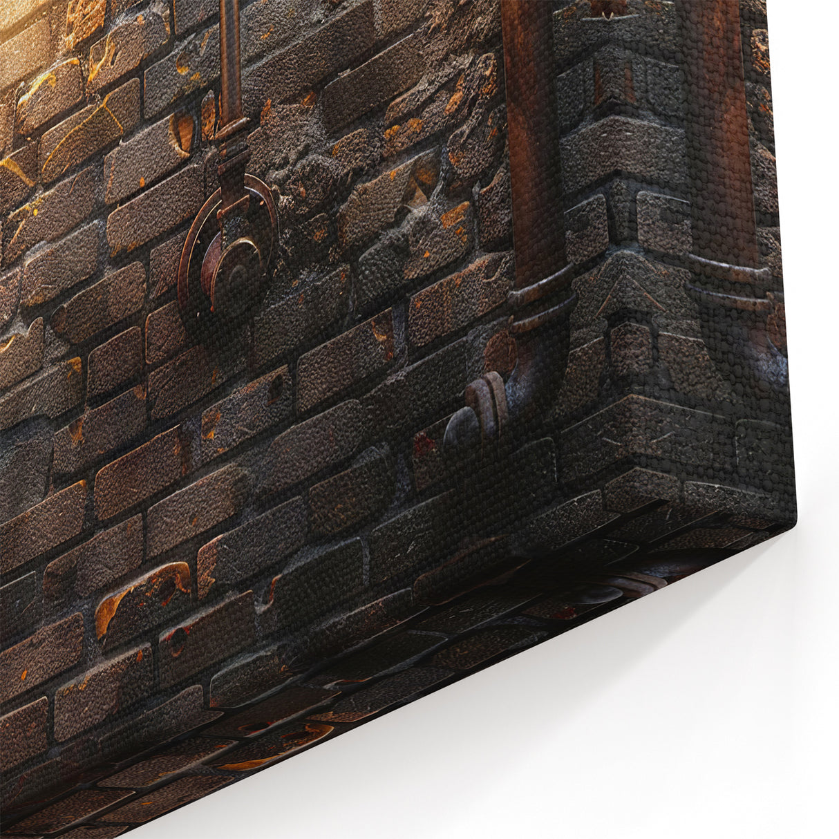 Industrial Masonry Wall Art - Rustic Pipe and Brick Canvas Print Decor