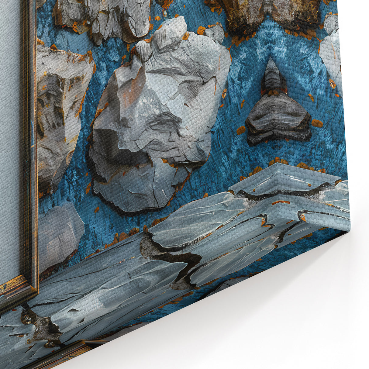 Modern Masonry Wall Art - Framed Decor with Stone Texture & Greenery