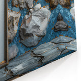 Modern Masonry Wall Art - Framed Decor with Stone Texture & Greenery