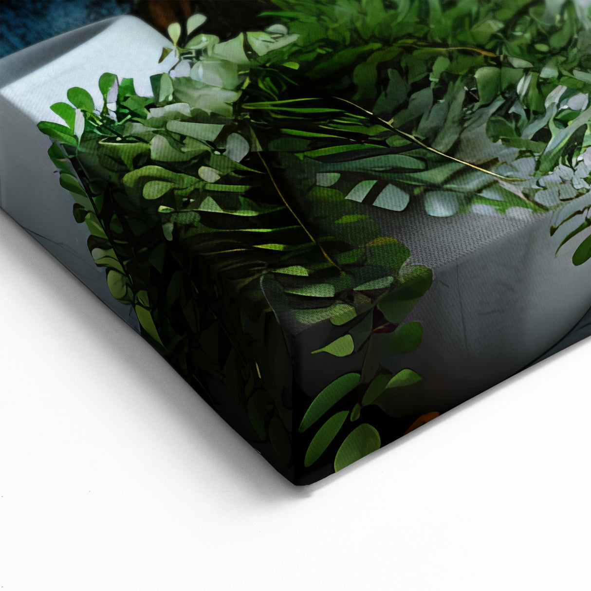 Modern Masonry Wall Art - Framed Decor with Stone Texture & Greenery