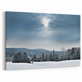Vermont Winter Landscape Art - Snowy Pines and Mountains Canvas Print