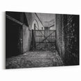 Rustic Masonry Wall Art - Black & White Gated Alley Canvas Print Decor