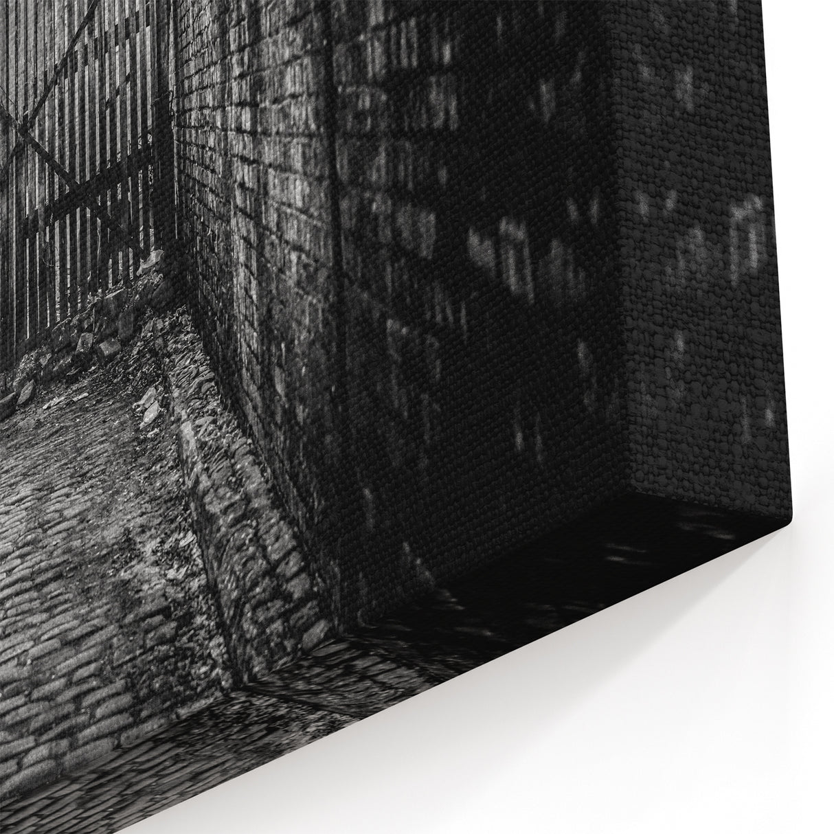 Rustic Masonry Wall Art - Black & White Gated Alley Canvas Print Decor
