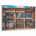 Urban Graffiti Masonry Wall Art - Colorful Brick Building Canvas Print