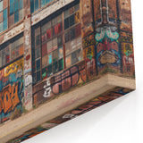 Urban Graffiti Masonry Wall Art - Colorful Brick Building Canvas Print
