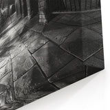 Gothic Masonry Wall Art - Black & White Arched Corridor Canvas Print