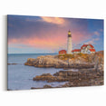 Maine Scenery Wall Art - Coastal Lighthouse at Sunset in Acadia