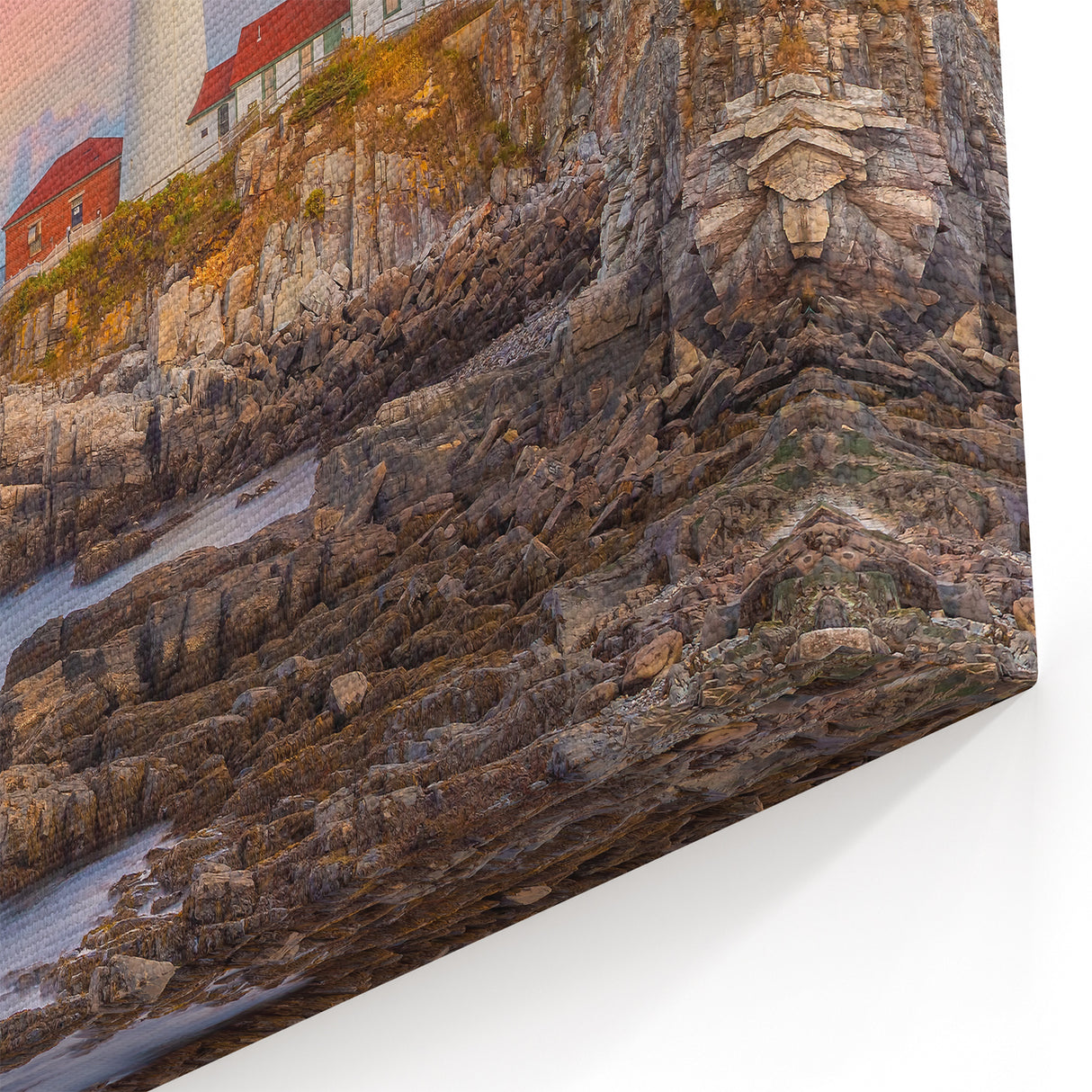 Maine Scenery Wall Art - Coastal Lighthouse at Sunset in Acadia