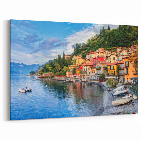 Lake Como Canvas Prints - Colorful Italian Lakeside Village Art