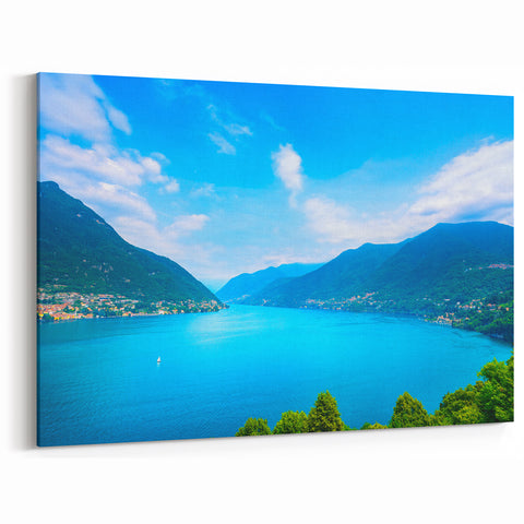 Lake Como Canvas Prints - Scenic Italian Lake with Bright Blue Waters
