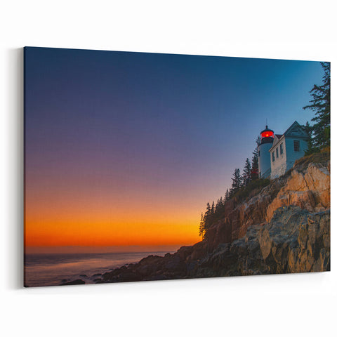 National Park Art Prints - Sunset Lighthouse Scene in Acadia, Maine