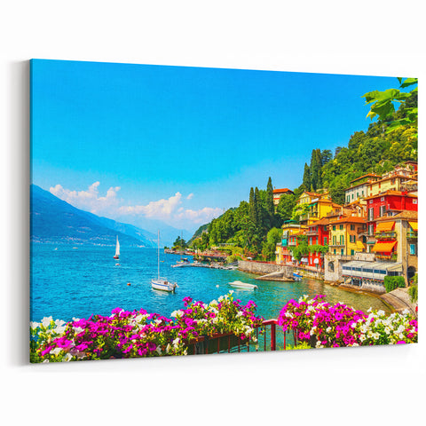 Lake Como Wall Art - Colorful Italian Village by the Lake Prints