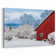 Vermont Winter Barn Art - Red Barn in Snowy Landscape Canvas Print