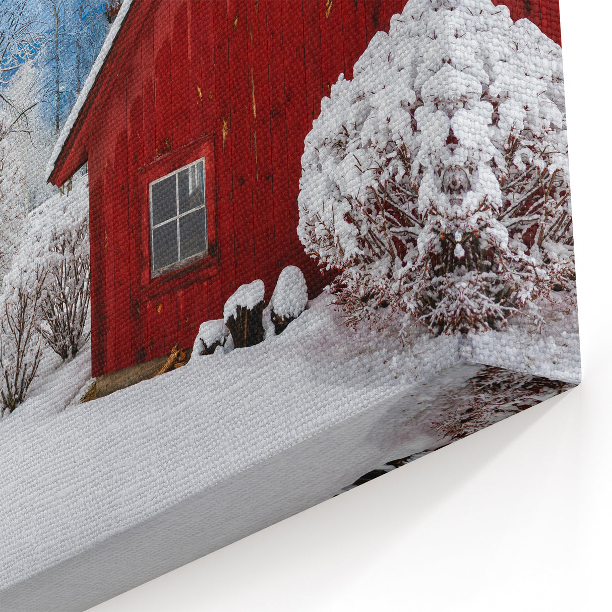 Vermont Winter Barn Art - Red Barn in Snowy Landscape Canvas Print