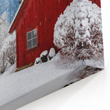 Vermont Winter Barn Art - Red Barn in Snowy Landscape Canvas Print