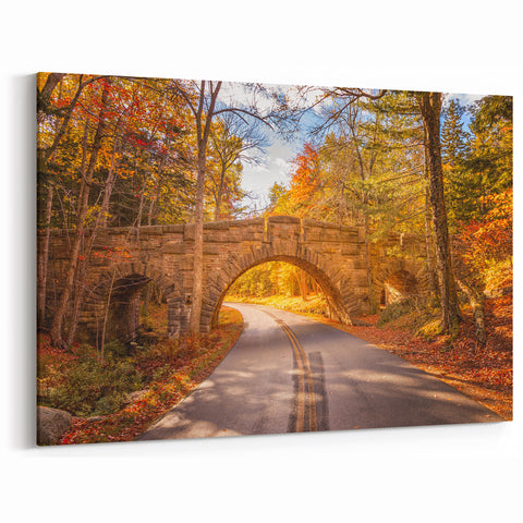 Acadia National Park Prints - Autumn Bridge and Foliage in Maine