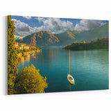 Lake Como Canvas Prints - Peaceful Italian Lake Scene with Sailboat