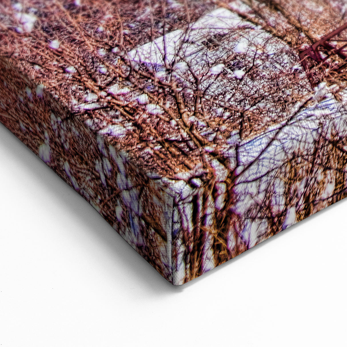 Vermont Winter Village Art - Snowy Bridge and Blue Sky Canvas Print