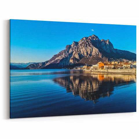 Lake Como Canvas Prints - Reflective Mountain View and Italian Village