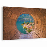 Lake Como Photography - Scenic Village View Framed by Stone Arch