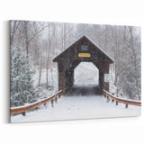 Vermont Snowy Covered Bridge Art - Winter Landscape Canvas Print