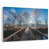 Vermont Winter Bridge Art - Frosty Trees and River Scenic Canvas Print