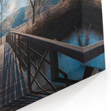 Vermont Winter Bridge Art - Frosty Trees and River Scenic Canvas Print