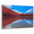 Vermont Autumn Reflections Art - Red Foliage and Lake Scenic Canvas Print