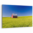 Idaho Canvas Art - Vibrant Red Barn in Green Fields for Home Decor