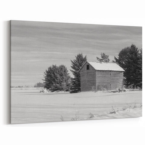 Idaho Wall Art - Rustic Winter Barn in Snow for Minimalist Home Decor
