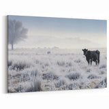 Idaho Photography - Frosty Pasture with Cow for Rustic Home Decor