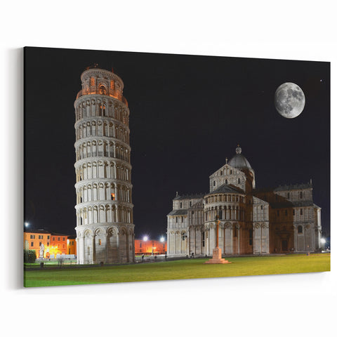 Pisa Tower Art Prints - Iconic Leaning Tower of Pisa Night Photography