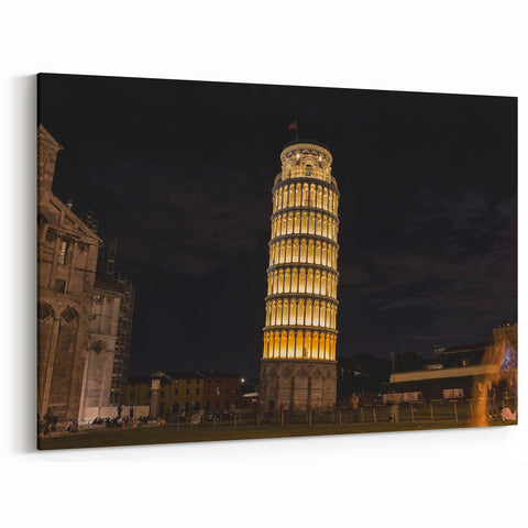 Leaning Tower of Pisa Photography - Illuminated Pisa Landmark Night Art