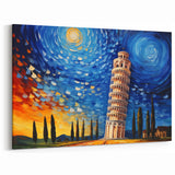 Pisa Canvas Prints - Vibrant Leaning Tower of Pisa Abstract Art