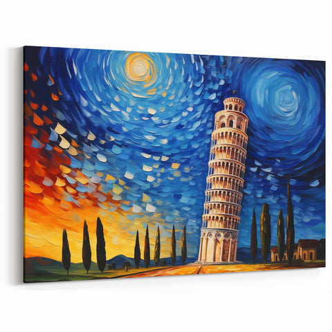 Pisa Canvas Prints - Vibrant Leaning Tower of Pisa Abstract Art