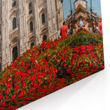 Milan Cityscape Canvas - Duomo di Milano and Piazza Sculpture Art
