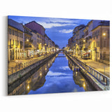 Milan Skyline Print - Evening View of Navigli Canal in Milan