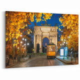Milan Wall Art - Arco della Pace and Historic Tram at Night
