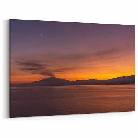 Mount Etna Landscape Painting - Serene Sicilian Sunset Canvas Print
