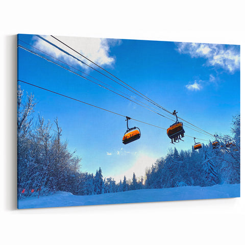 Vermont Travel Art - Winter Ski Lift in Snow Vermont Nature Photography