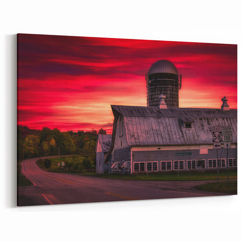 Vermont Photography Prints - Sunset Over Rustic Barn Vermont Nature Art