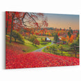 Vermont Nature Art - Autumn Farm Scene with Red Leaves Vermont Landscape Print