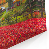 Vermont Nature Art - Autumn Farm Scene with Red Leaves Vermont Landscape Print