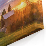 Vermont Landscape Prints - Sunset Over Covered Bridge Vermont Scenic Art