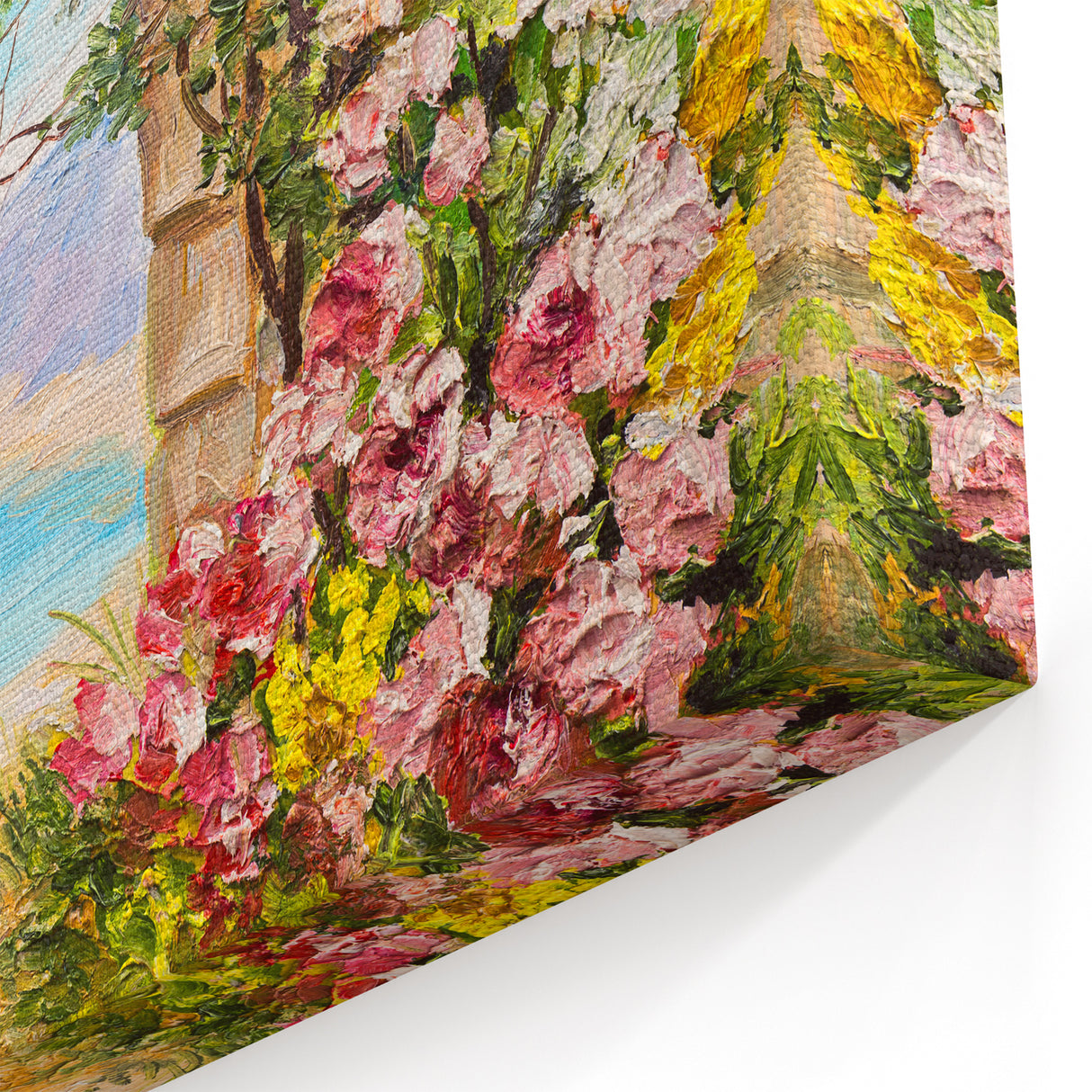 Naples Coastal Art Prints – Floral Archway with Sea View on Canvas