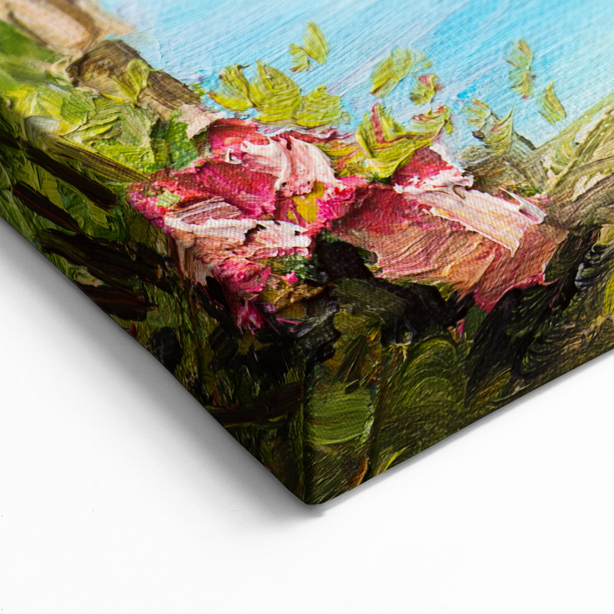 Naples Coastal Art Prints – Floral Archway with Sea View on Canvas