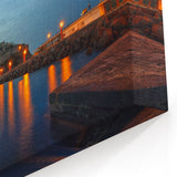 Naples Skyline Wall Decor – Coastal Castle at Sunset on Canvas