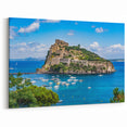 Naples Skyline Wall Decor – Historic Castle and Boats on Coastal Canvas