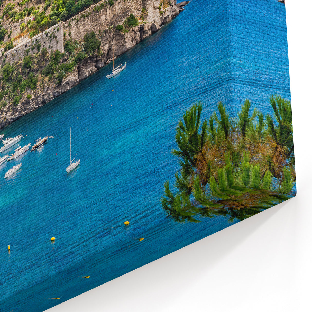 Naples Skyline Wall Decor – Historic Castle and Boats on Coastal Canvas