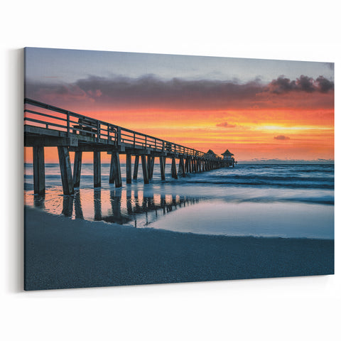 Scenic Naples Canvas Prints – Pier at Sunset Over Serene Waters